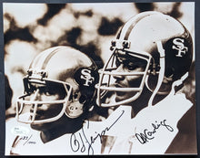 Load image into Gallery viewer, OJ Simpson + Al Cowlings Dual Signed Photo Autographed NFL Football JSA Ltd. Ed