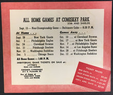 Load image into Gallery viewer, 1954 Comiskey Park Chicago Cardinals NFL Football Schedule + Ticket Prices