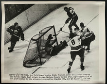 Load image into Gallery viewer, 1952 Vintage NHL Hockey New York Rangers Goaltender Emile Francis Press Photo