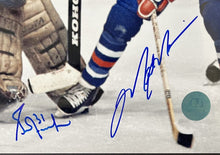Load image into Gallery viewer, Grant Fuhr Mark Messier Dual Autographed Signed Oilers NHL Hockey Photo AJ COA