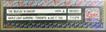 Load image into Gallery viewer, 1966 Maple Leaf Gardens The Beatles Concert Ticket Authenticated icert