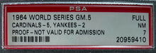 Load image into Gallery viewer, 1964 World Series Game 5 Full Proof Ticket MLB Cardinals vs NY Yankees PSA 7