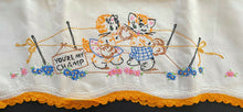 Load image into Gallery viewer, 1950's Boxing Needlepoint Pillow Case 2 Cats Boxing Your My Champ Vintage Unique