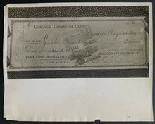 Load image into Gallery viewer, 1926 Vintage Press Photo Jack Dempsey Chicago Coliseum Cheque Gene Tunney LOA