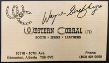 Load image into Gallery viewer, Vintage Wayne Gretzky Business Card c1980 Western Clothing Store NHL Hockey