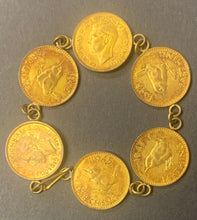 Load image into Gallery viewer, 1945 Great Britain Bronze Farthings x6 Coins Turned Into Bracelet Vintage