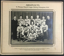 Load image into Gallery viewer, 1940 Argonauts St. Thomas Church League Hockey Champions Team Photo Vintage Old
