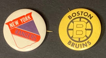 Load image into Gallery viewer, 1960's NHL Hockey Boston Bruins + New York Rangers Vintage Pinbacks Buttons