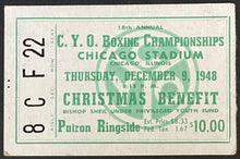Load image into Gallery viewer, 1948 Vintage Boxing Ticket Stub 18th Annual Chicago Youth Org CYO Championship