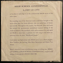 Load image into Gallery viewer, 1955 7" Sun Record Jerry Lee Lewis High School Confidential + Fools Like Me Vtg