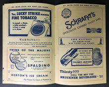 Load image into Gallery viewer, 1945 Yankee Stadium Baseball Program New York Yankees vs Cleveland Indians Vtg