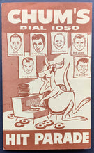 Load image into Gallery viewer, 1960 1050 Chum Radio Station Survey Chart Music Toronto Bobby Rydell Ventures