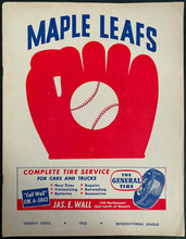 Load image into Gallery viewer, 1952 Toronto Maple Leafs International League Baseball Program vs Buffalo Bisons