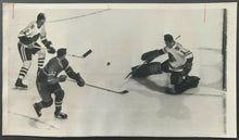 Load image into Gallery viewer, 1962 Vintage NHL Playoffs Press Photo Montreal Canadiens Chicago Blackhawks