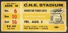 Load image into Gallery viewer, 1966 C.N.E. Stadium CFL Football Ticket Hamilton Ti-Cats vs Toronto Argos