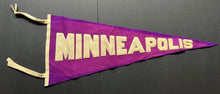 Load image into Gallery viewer, Vintage Minneapolis Purple + White Felt Pennant 27" + Tassels