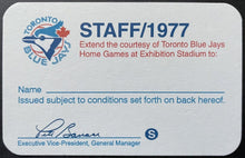 Load image into Gallery viewer, Vintage 1977 Toronto Blue Jays Inaugural Season Team Issued Staff Pass MLB