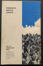 Load image into Gallery viewer, 1963 Toronto Maple Leafs Media Guide NHL Hockey Information Book World Champions
