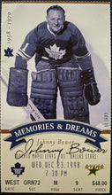 Load image into Gallery viewer, 1998 NHL Maple Leaf Gardens Leafs Signed Ticket Stub Johnny Bower Autographed