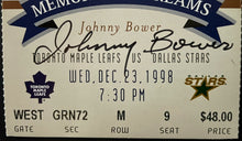 Load image into Gallery viewer, 1998 NHL Maple Leaf Gardens Leafs Signed Ticket Stub Johnny Bower Autographed