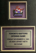 Load image into Gallery viewer, 1995 Toronto Raptors Inaugural Season First NBA Game Ticket Framed + Lapel Pin