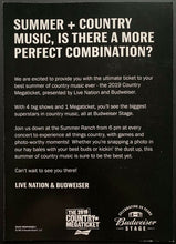 Load image into Gallery viewer, 2016 Country Music Concert Budweiser Stage Toronto Handbill + VIP Ticket Bryan +