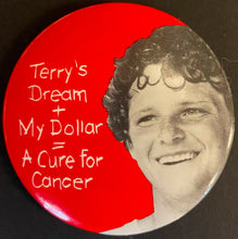 Load image into Gallery viewer, 2 Different Terry Fox Run Marathon Of Hope Buttons / Pinbacks Vintage Canada