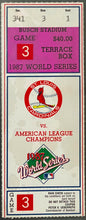 Load image into Gallery viewer, 1987 World Series Game 3 MLB Baseball Ticket St. Louis Cardinals vs Twins iCert