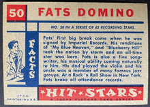 Load image into Gallery viewer, 1957 Topps Hit Stars Trading Card Fats Domino #50 Non Sports Vintage