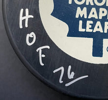 Load image into Gallery viewer, Johnny Bower Autographed Signed Toronto Maple Leafs Official NHL Puck Hockey JSA