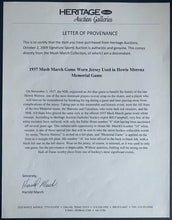 Load image into Gallery viewer, 1937 Vtg NHL Hockey ASG Game Used Mush March Jersey Howie Morenz Memorial LOA