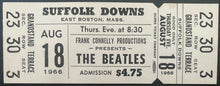 Load image into Gallery viewer, 1966 Beatles Unused Concert Ticket Boston Suffolk Downs Vintage Fab 4 + LOA