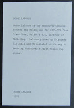 Load image into Gallery viewer, 1976 Vancouver Canucks First Molson Cup Winner Press Photo - MVP Bobby Lalonde