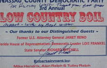 Load image into Gallery viewer, 2000s Janet Reno Former U.S. A.G. Autographed Placemat Signed Democratic Party