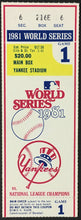 Load image into Gallery viewer, 1981 World Series Game 1 Ticket Yankee Stadium New York v Los Angeles Dodgers