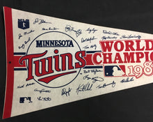 Load image into Gallery viewer, 1987 World Series Baseball Pennant Minnesota Twins Team Signed Facsimile MLB