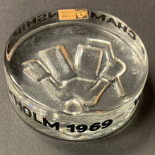 Load image into Gallery viewer, 1969 World Ice Hockey Championships Crystal Puck Stockholm Sweden USSR Wins Gold