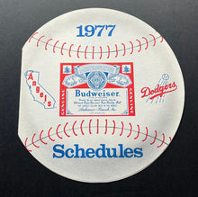 Load image into Gallery viewer, 1977 Los Angeles Dodgers + Angels MLB Baseball Schedule Budweiser Version