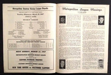 Load image into Gallery viewer, 1947 Madison Square Garden Program Amateur Hockey League Playoff Games Vintage