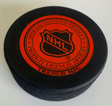 Load image into Gallery viewer, Joe Mullen Signed Pittsburgh Penguins NHL Hockey Puck Autographed Trench MFG