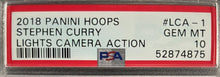 Load image into Gallery viewer, 2018 Panini Hoops #LCA-1 Stephen Curry PSA Gem-MT 10 Card Golden State Warriors