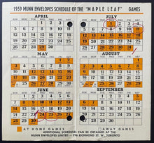 Load image into Gallery viewer, 1959 Toronto Maple Leafs Munn CO. International League Baseball Pocket Schedule