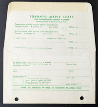 Load image into Gallery viewer, 1958 Toronto Maple Leaf Baseball Club Order Form Playoff Tickets + Letter