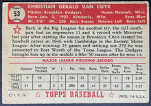 Load image into Gallery viewer, 1952 Topps Baseball Chris Van Cuyk #53 Brooklyn Dodgers Vintage MLB Card