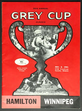 Load image into Gallery viewer, 1961 Grey Cup Program CFL Football Exhibition Stadium Hamilton vs Winnipeg