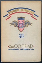 Load image into Gallery viewer, 1932 Three Minutes Magazine Los Angeles Summer Olympics Issue Vintage Historical