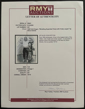 Load image into Gallery viewer, 1985 Cyndi Lauper + Hulk Hogan Wrestling Star Photo Red Carpet Grammy Awards