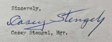 Load image into Gallery viewer, 1949 Casey Stengel Autographed Letter Signed New York Yankee Letterhead JSA
