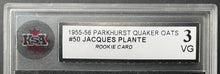 Load image into Gallery viewer, 1955 Parkhurst #50 Jacques Plante Montreal Canadiens NHL Hockey RC KSA 3 VG