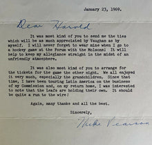 Load image into Gallery viewer, 1969 Signed Letter Lester B Pearson Autographed Canadian PM Politics JSA LOA